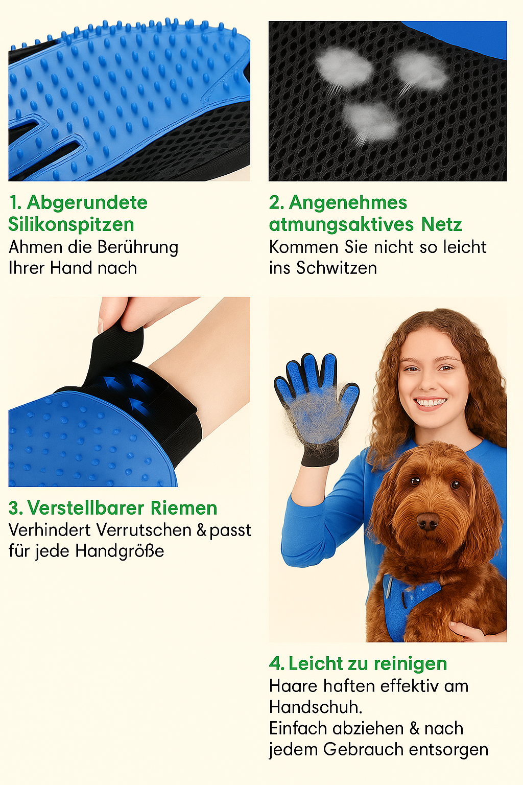 Fellpflege-Handschuh für Hunde & Katzen – Sanfte Haarentfernung leicht gemacht