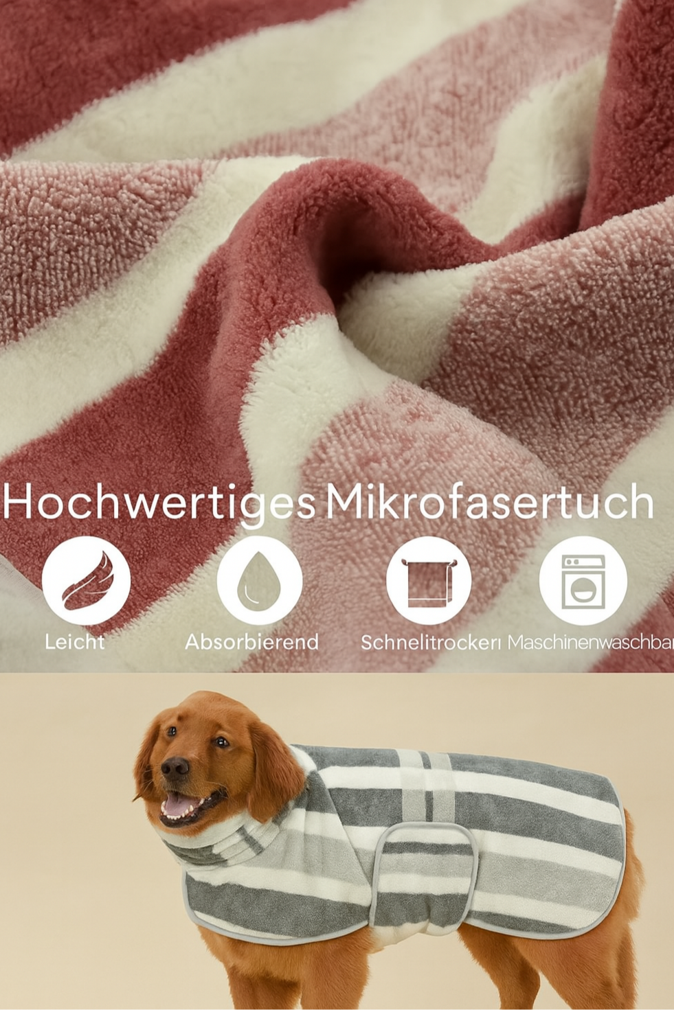 Saugstarker Hunde-Bademantel aus Mikrofaser – Flauschig, bequem & schnell trocknend!