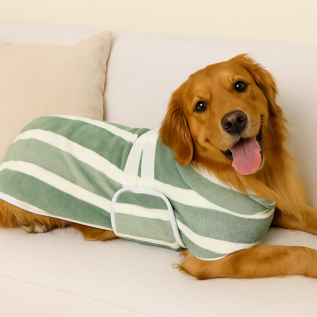 Saugstarker Hunde-Bademantel aus Mikrofaser – Flauschig, bequem & schnell trocknend!